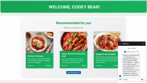 PlateForce personalized meal recommendations from the demo